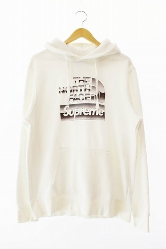 SUPREME The North Face Felpa con Cappuccio Logo Metallizzato Parka M Bianco AA 2