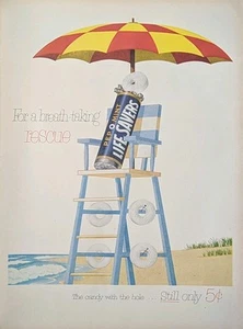 1953 vintage Lifesavers Print Ad, Lifesaver Peppermints. Beach Illustration  - Picture 1 of 1