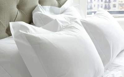 Sferra Fiona White Queen Sateen Duvet Cover with Euro Shams - Image 1 of 3