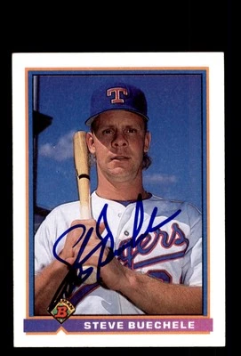 Signed Baseball Card Auto 1991 Bowman #268 Steve Buechele Texas Rangers - Image 1 of 2