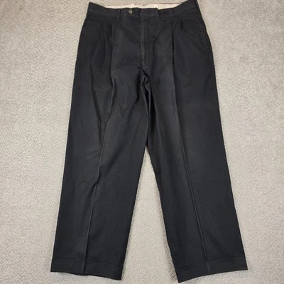 Pantalón BURBERRY'S Negro Algodón Pantalones Plisado Puños Hombre Talla 37x29 Foto 1 de 4