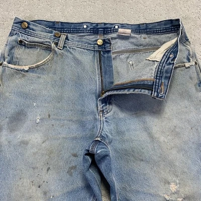 Vintage KEY Carpenter Jeans Mens 40x29 Distressed Workwear Grunge Denim 38x27 - Image 1 of 4