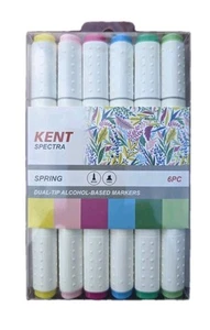 KENT SPECTRA Brush/Chisel Marker Spring Theme 6 Pack - Picture 1 of 2