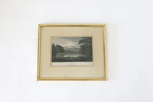 Vintage Engraving Print Stowe Buckinghamshire Gold Frame 10” X 9” - Picture 1 of 9