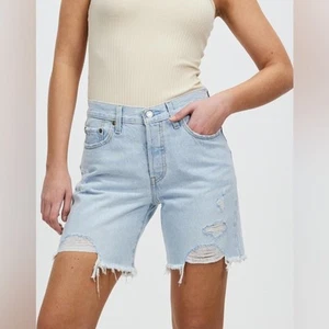 Levi’s 501 high rise mid thigh jeans shorts light wash 27 NEW - Picture 1 of 12