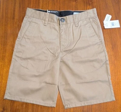 Volcom Youth Frickin Chino Shorts Modern Fit Khaki Size 26 NEW $35 - Image 1 of 4