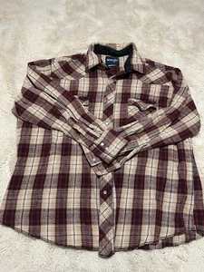 Camisa De Colección Wrangler Perla A Presión Para Hombres XL Franela a Cuadros Pesada Vaquero Occidental - Imagen 1 de 6