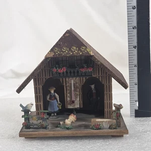 Schwarzwald Wetterhaus Thermometer Hygrometer Chalet Holz Figuren Deutsch - Bild 1 von 9