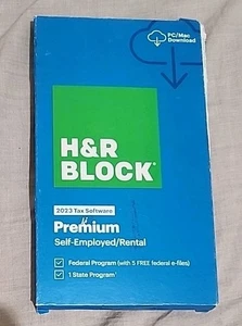 H&R Block PREMIUM 2023 Tax Software Self-Employed / Rental Win / Mac Sealed - Picture 1 of 4