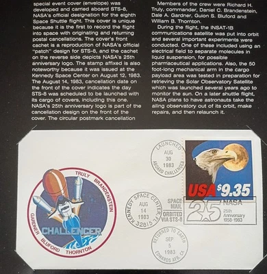 4 STS-8 1983 NASA Cover Stamps #1904  Flown on Challenger - Image 1 of 4