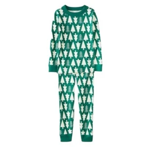 Hanna Andersson Size 3T Holiday Long John Pajamas in Winter Green Trees Print - Picture 1 of 12