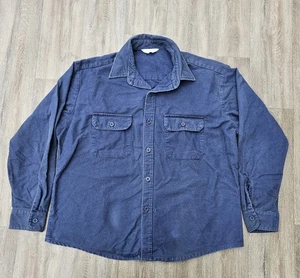 Vintage Herren Button Down Hemd Langarm Chamois Navy Blau Made In USA - Bild 1 von 10