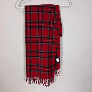 J. Crew Red with Black Plaid Wool Winter Scarf - Picture 1 of 4