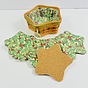 VTG Longaberger 2001 Red Shining Star Basket, Liner, & Protector 10" 9 Coasters - Picture 1 of 7