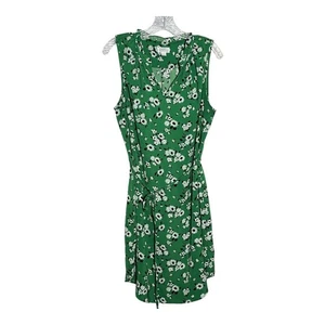 Vestido floral verde abeto Market & Spruce sin mangas con volantes cuello lazo cintura para mujer - Imagen 1 de 9