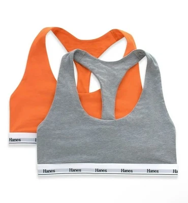 2 Pack Bralette Racerback Originals para Mulheres Hanes Respirável Stretch Algodão - Imagem 1 de 2