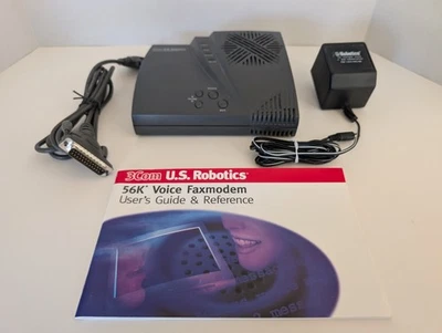 3COM US Robotics External 56k Voice Faxmodem and Belkin Pro series cable- tested - Image 1 of 4