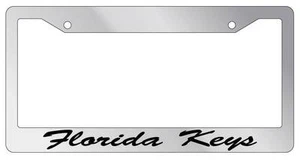 Chrome METAL License Plate Frame FLORIDA KEYS CURSIVE Auto Accessory 1254 - Picture 1 of 1