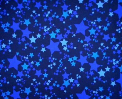 Patriotic Fabric Half-Yard Blue Stars Metallic Blue Navy Spangled Kaufman Cotton - Image 1 of 3
