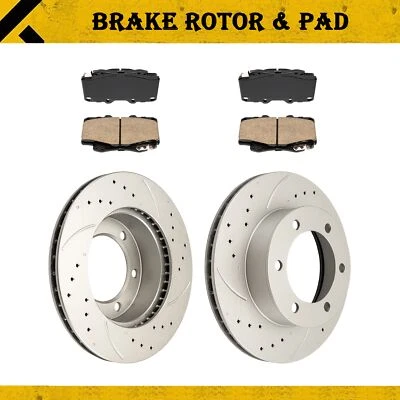 Rotores de freno delanteros perforados y pastillas de cerámica para Toyota Tacoma 1999-2004 31165+D799 Foto 1 de 4