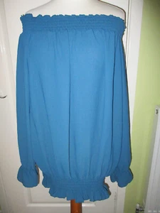 NUEVO CON ETIQUETAS ENVY ME MADE IN ITALY TALLA 22-24 MUJER AZUL GASOLINA BARDOT TOP - Imagen 1 de 4