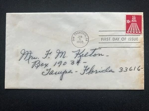 C72 Stars 10c Air Mail FDC No Cachet Jan 5 1968 San Francisco CA - Picture 1 of 2