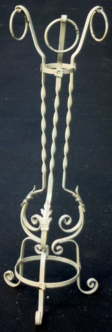 Vintage - Tall Plant Stand - 43" - Wrought Iron - Daisy/Leaf Design Cover