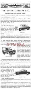 ROVER Range of Motor Cars ADVERT Original Vintage 1960 Print Ad 692/92 - Picture 1 of 1