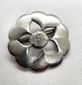 Ladycrow Silks Scarf Pewter Tie Ring Flower Shape - Picture 1 of 4