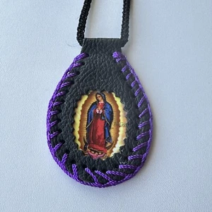 Escapulario De Virgen De Guadalupe Con Hilo Negro/Morado Mide 25 In New (VG5) - Picture 1 of 2