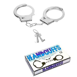 Handcuffs Metal Fancy Dress Kids Party Police Role Children Pretend Play Prop UK - Picture 1 of 7