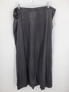 Maggie Barnes Skirt Womens Plus 20W Black Satin Pull On Midi Flowy A-Line NWT - Picture 1 of 7