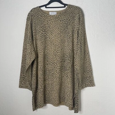 Jennifer Moore For Women Long Sleeve Animal Print Metallic Top Sz 3X Gold Black - Image 1 of 4