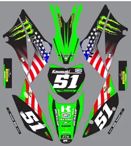 Graphic Kit for 2010-2023 Kawasaki KLX110 KLX 110 American Monster Decals - Foto 1 di 1