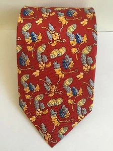 CRAVATE SOIE ROUGE VIN VIGNE BORDEAUX BOURGOGNE SILK WINE TIE CRAVATTA SETA - Picture 1 of 2