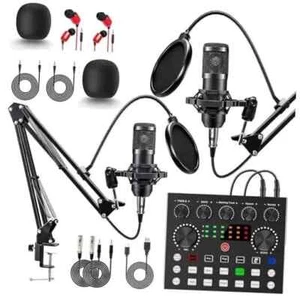 Podcast Equipment Bundle for 2, V8s DJ Mixer Voice Changer with BM-800 Podcast - Picture 1 of 8