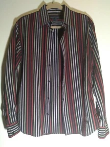 french connection men small Black Red lavender beige Striped Shirt new 👍 - Picture 1 of 6