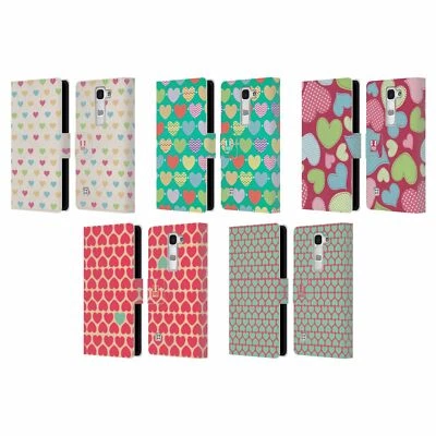 HEAD CASE DESIGNS HEART PATTERN LEATHER BOOK CASE & WALLPAPER FOR LG PHONES 2 - Image 1 of 4
