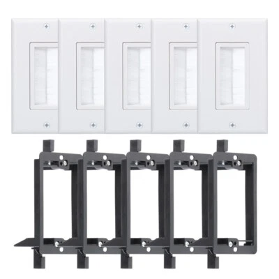Brush Wall Plate + Low Voltage Mounting Bracket 5-Pack Cable Pass Through Insert - Image 1 of 4