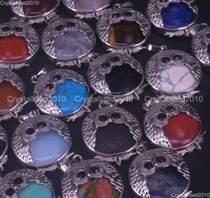 Natürliche Edelsteine Rund Eulenform Reiki Chakra Heilung Anhänger Halsketten Perlen - Bild 1 von 37