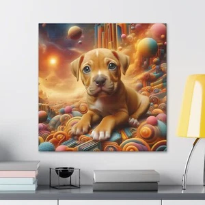 Pitbull Welpe Surreale Kunst Leinwand Galerie Wraps - Bild 1 von 26