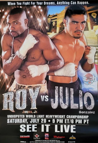 Roy Jones Jr vs Julio Gonzalez official fight poster Championship Fight Cover
