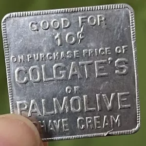 Vintage Colgate & Palmolive Shave Cream 10¢ Aluminum Token Coin - Picture 1 of 3