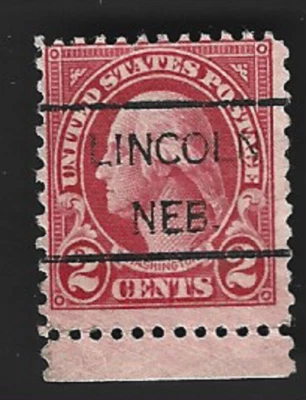 Sc# 634 2c George Washington precancel - LINCOLN NEB. with Bottom Margin (A-8) - Image 1 of 2