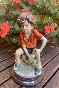 Kunst Skulptur Original Fußball Junge signiert von Giuseppe Armani Italien - Bild 1 von 6