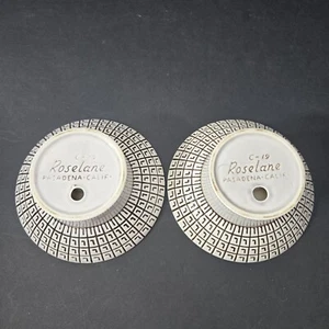 Vintage Pair 2 Roselane Pottery Saucer Candle Holders Mid-Century Modern RARE  - Picture 1 of 10