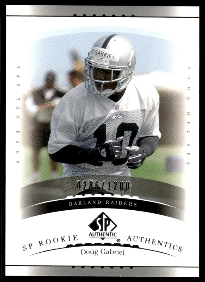 2003 SP Authentic Doug Gabriel Rookie 0286/1200 Oakland Raiders #185 R46 - Image 1 of 2