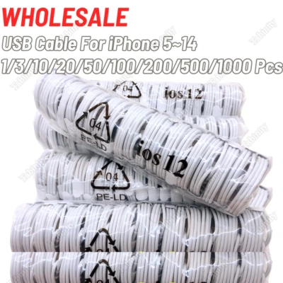 Wholesale Bulk 3/6ft USB Cord Fast Charger Cable For iPhone 14 13 12 11 XS XR X - Image 1 of 4