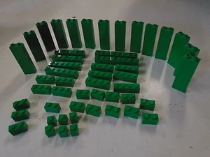 Lego Lot of  60 Green Building Bricks Double Height Single Row - Picture 1 of 3