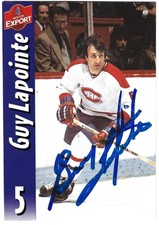 Guy Lapointe Montreal Candiens Signed Export Trading Card